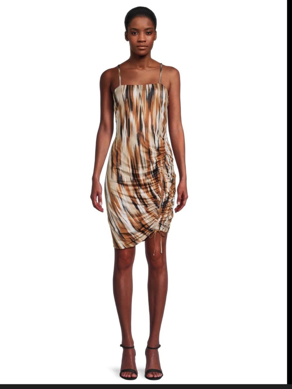 Steve Madden Women’s Sleeveless Brown & Cream Striped Stretch Slip Dress Size M